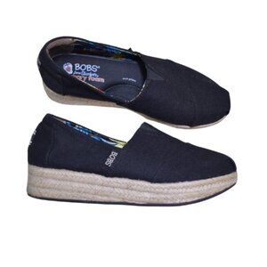 Bob’s from Skechers High Jinx Espadrilles Slip-On Platform Sneakers Size 8.5 Bla